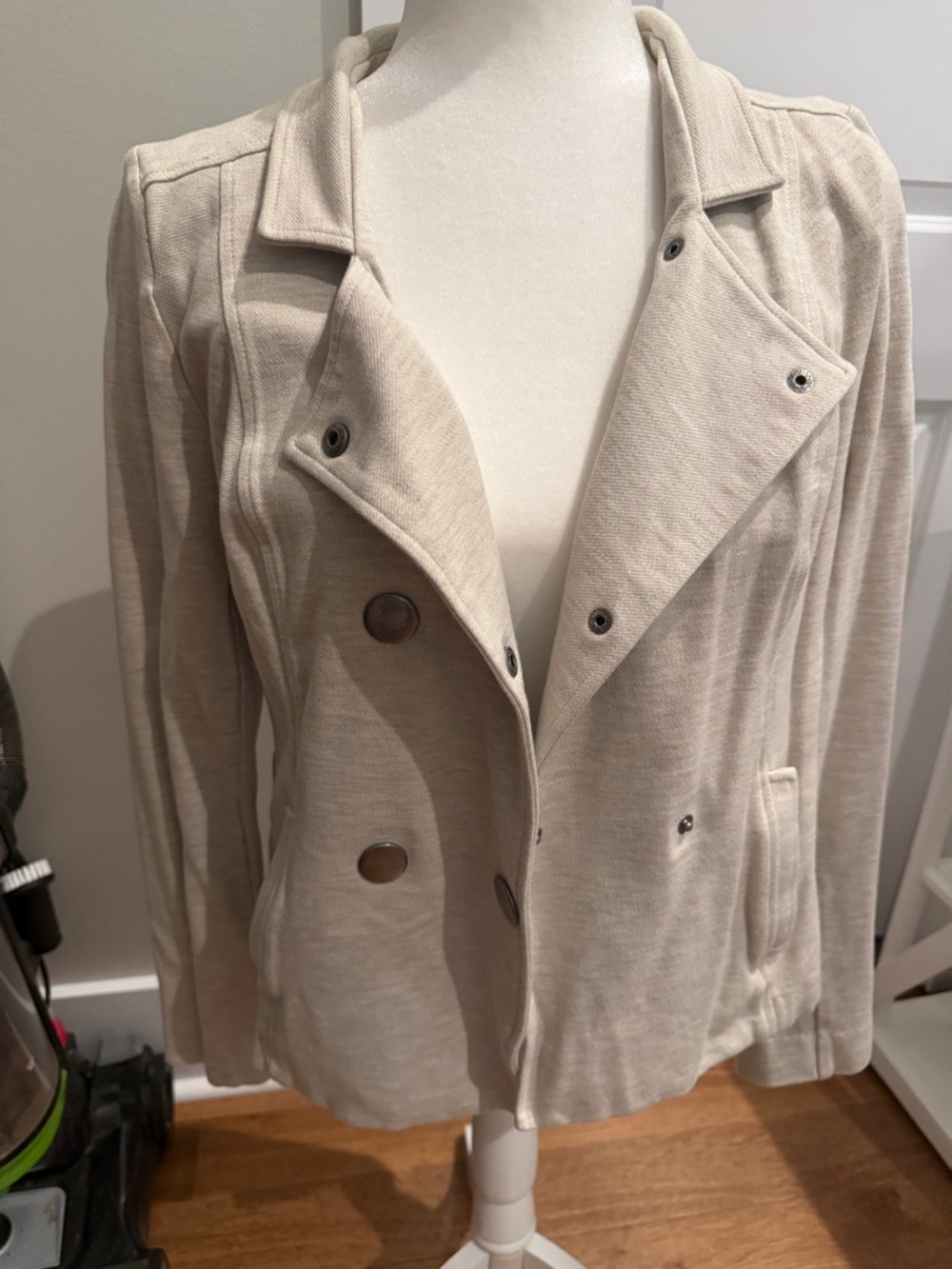 CAbi Neutral Cream Double-Breasted Blazer Jacket